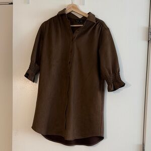 Brown Women's Button-Front Tunic/Dress